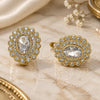Arete Gancho Frances 02.195.0393.12 Oro Laminado, Diseño de Cluster, con Zirconia Cubica Blanca, Pulido, Tono Dorado