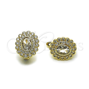 Arete Gancho Frances 02.195.0393.12 Oro Laminado, Diseño de Cluster, con Blanca Zirconia Cubica, Pulido, Tono Dorado
