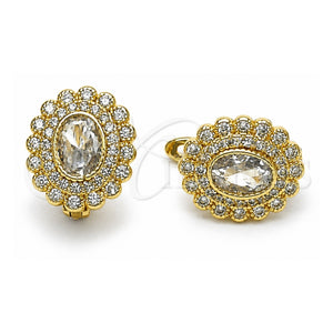 Arete Gancho Frances 02.195.0393.12 Oro Laminado, Diseño de Cluster, con Zirconia Cubica Blanca, Pulido, Tono Dorado