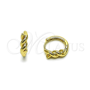 Argolla Huggie 02.195.0396.14 Oro Laminado, Diseño de Torcido, Pulido, Tono Dorado