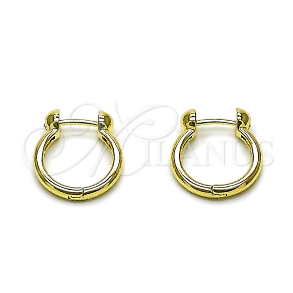 Argolla Huggie 02.195.0397.14 Oro Laminado, Diseño de Herradura, Pulido, Tono Dorado