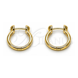 Argolla Huggie 02.195.0397.14 Oro Laminado, Diseño de Herradura, Pulido, Tono Dorado