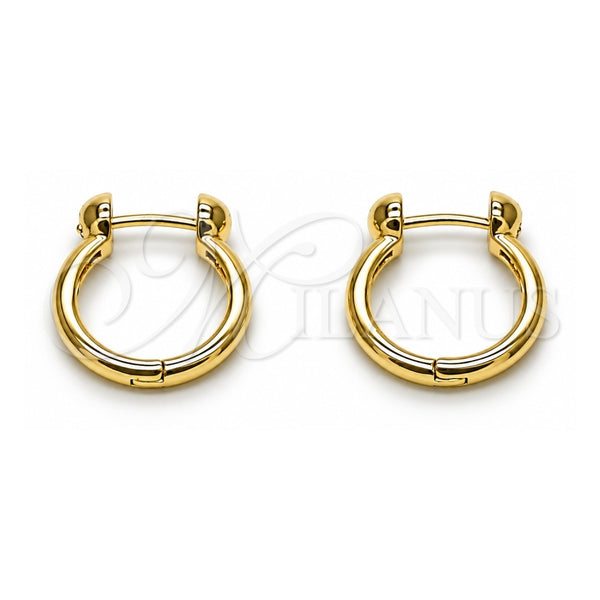 Argolla Huggie 02.195.0397.14 Oro Laminado, Diseño de Herradura, Pulido, Tono Dorado