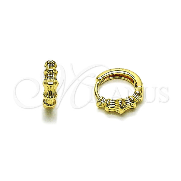 Argolla Huggie 02.195.0404.14 Oro Laminado, Diseño de Bambu, Pulido, Tono Dorado
