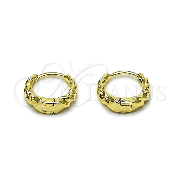 Argolla Huggie 02.195.0406.14 Oro Laminado, Diseño de Torcido, Pulido, Tono Dorado