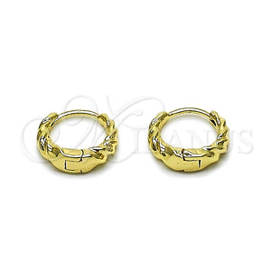 Argolla Huggie 02.195.0406.14 Oro Laminado, Diseño de Torcido, Pulido, Tono Dorado