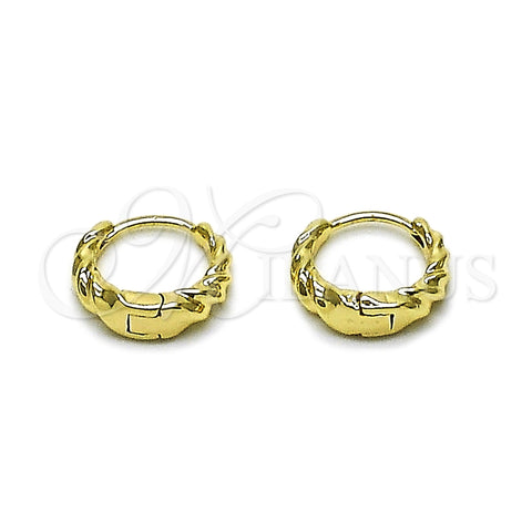 Argolla Huggie 02.195.0406.14 Oro Laminado, Diseño de Torcido, Pulido, Tono Dorado