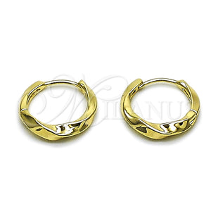 Argolla Huggie 02.195.0407.16 Oro Laminado, Diseño de Torcido, Pulido, Tono Dorado