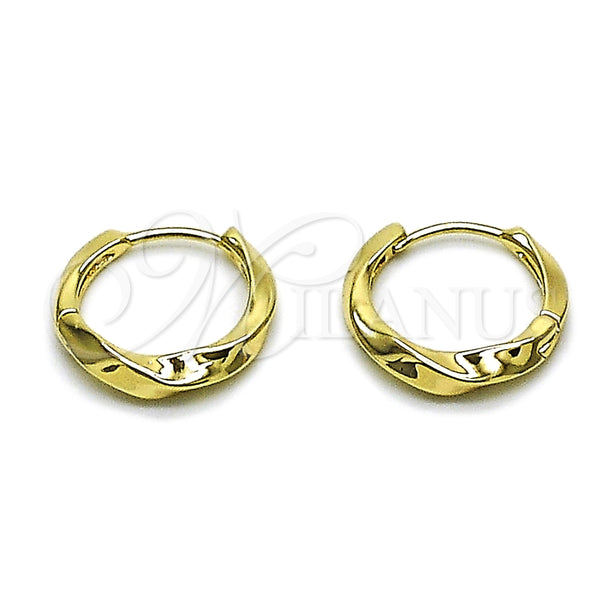 Argolla Huggie 02.195.0407.16 Oro Laminado, Diseño de Torcido, Pulido, Tono Dorado