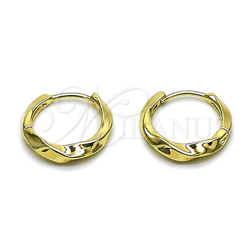 Argolla Huggie 02.195.0407.16 Oro Laminado, Diseño de Torcido, Pulido, Tono Dorado