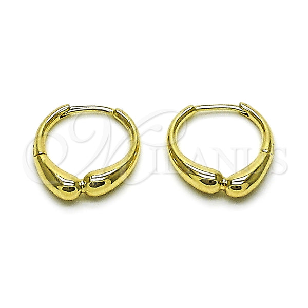 Argolla Huggie 02.195.0408.16 Oro Laminado, Diseño de Gota, Pulido, Tono Dorado