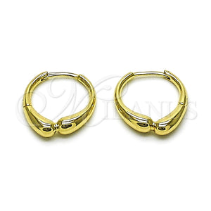 Argolla Huggie 02.195.0408.16 Oro Laminado, Diseño de Gota, Pulido, Tono Dorado