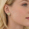 Arete Dormilona 02.283.0397 Oro Laminado, Diseño de Corazón, con Blanca Zirconia Cubica, Pulido, Tono Dorado