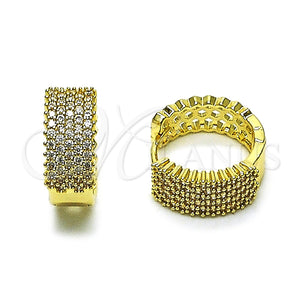 Argolla Huggie 02.283.0408.20 Oro Laminado, con Blanca Zirconia Cubica, Pulido, Tono Dorado