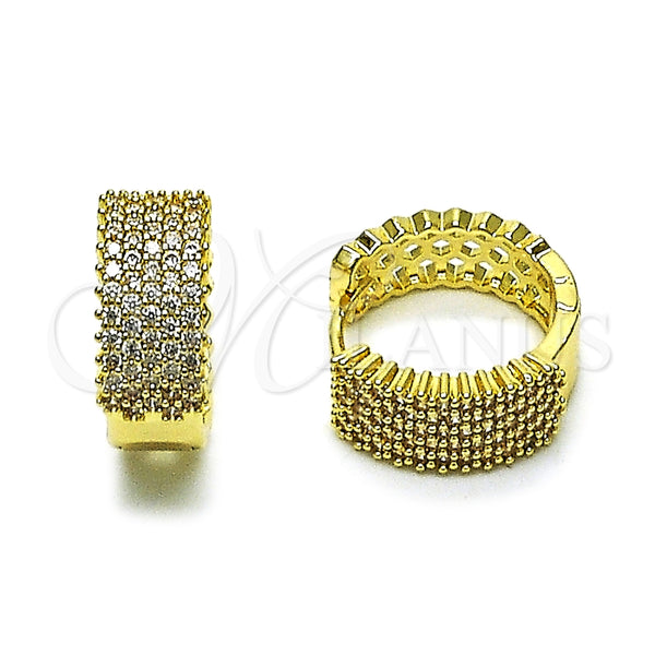 Argolla Huggie 02.283.0408.20 Oro Laminado, con Blanca Zirconia Cubica, Pulido, Tono Dorado