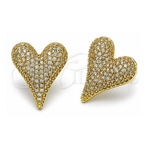 Arete Dormilona 02.283.0411 Oro Laminado, Diseño de Corazón, con Zirconia Cubica Blanca, Pulido, Tono Dorado