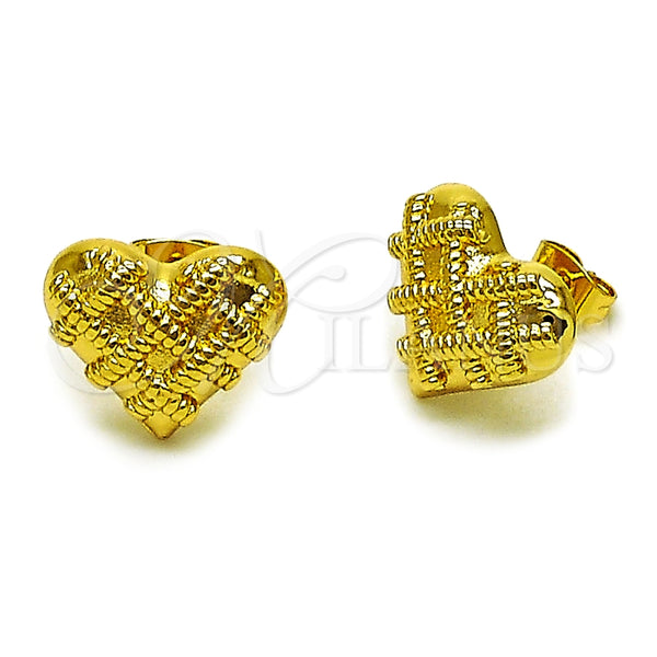 Arete Dormilona 02.282.0124 Oro Laminado, Diseño de Corazón, Pulido, Tono Dorado
