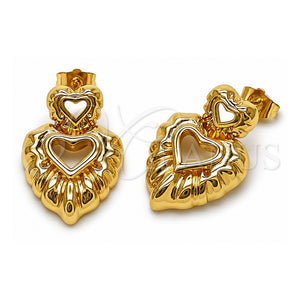 Arete Colgante 02.282.0125 Oro Laminado, Diseño de Corazón, Pulido, Tono Dorado