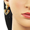 Arete Colgante 02.282.0127 Oro Laminado, Diseño de Corazón y Gota, Pulido, Tono Dorado