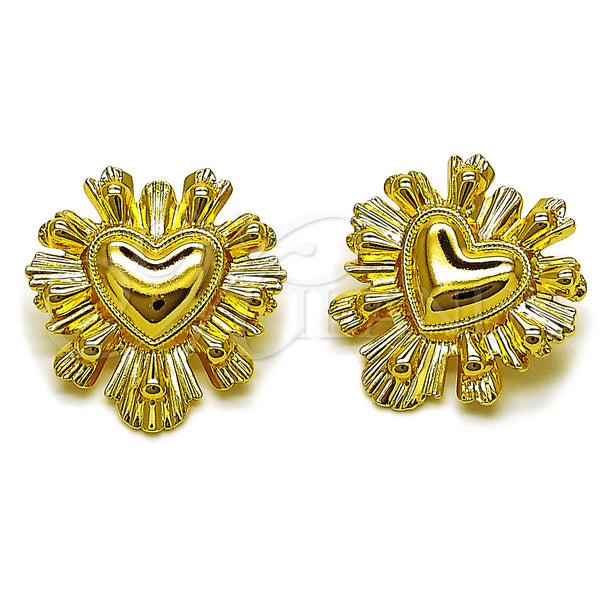 Arete Dormilona 02.282.0130 Oro Laminado, Diseño de Corazón y Gota, Pulido, Tono Dorado