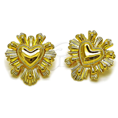 Arete Dormilona 02.282.0130 Oro Laminado, Diseño de Corazón y Gota, Pulido, Tono Dorado