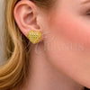 Arete Dormilona 02.282.0135 Oro Laminado, Diseño de Corazón, Pulido, Tono Dorado