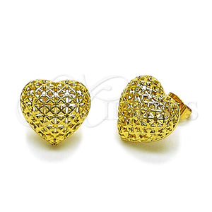 Arete Dormilona 02.282.0135 Oro Laminado, Diseño de Corazón, Pulido, Tono Dorado