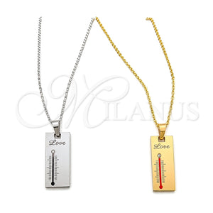 Collares con Dije 04.116.0065 Acero Inoxidable, Diseño de Amor, con Blanca Cristal, Pulido, Dos Tonos (Thickness, 22 Inches Length)