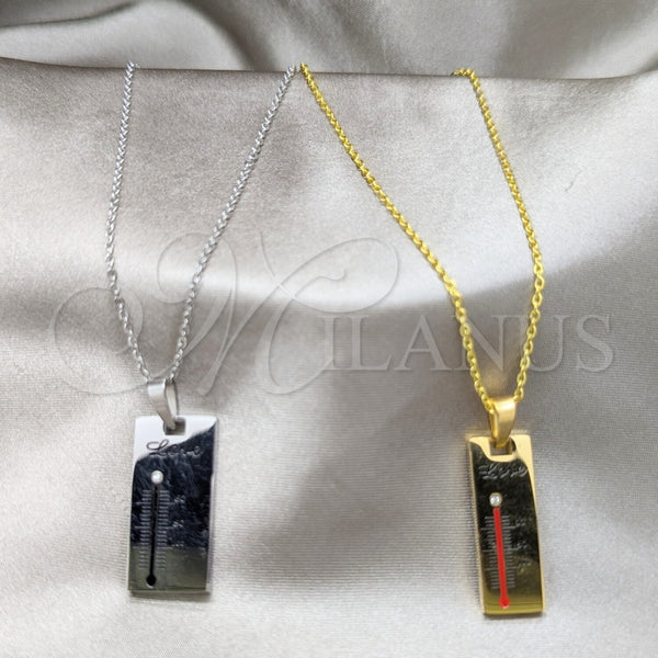 Collares con Dije 04.116.0065 Acero Inoxidable, Diseño de Amor, con Blanca Cristal, Pulido, Dos Tonos (Thickness, 22 Inches Length)
