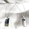 Collares con Dije 04.116.0065.1 Acero Inoxidable, Diseño de Amor, con Cristal Blanca, Pulido, Rodinado (Grosor 01.1 MM, 22 Pulgadas de Largo)