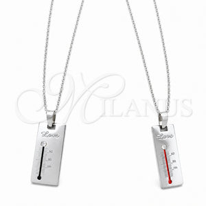 Collares con Dije 04.116.0065.1 Acero Inoxidable, Diseño de Amor, con Blanca Cristal, Pulido, Rodinado (Thickness, 22 Inches Length)