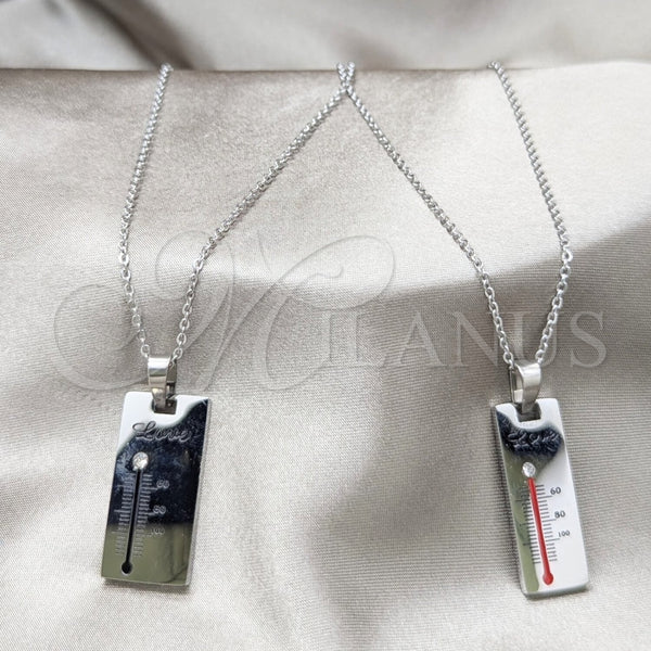 Collares con Dije 04.116.0065.1 Acero Inoxidable, Diseño de Amor, con Blanca Cristal, Pulido, Rodinado (Thickness, 22 Inches Length)