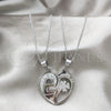 Collares con Dije 04.116.0067 Acero Inoxidable, Diseño de Corazón, con Cristal Blanca, Pulido, Rodinado (Grosor 01.1 MM, 22 Pulgadas de Largo)