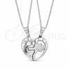 Collares con Dije 04.116.0067 Acero Inoxidable, Diseño de Corazón, con Cristal Blanca, Pulido, Rodinado (Grosor 01.1 MM, 22 Pulgadas de Largo)