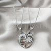 Collares con Dije 04.116.0067 Acero Inoxidable, Diseño de Corazón, con Blanca Cristal, Pulido, Rodinado (Thickness, 22 Inches Length)