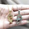 Collares con Dije 04.116.0067.1 Acero Inoxidable, Diseño de Corazón, con Cristal Blanca, Pulido, Dos Tonos (Grosor 01.1 MM, 22 Pulgadas de Largo)