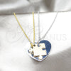 Collares con Dije 04.116.0068.1 Acero Inoxidable, Diseño de Corazón, Pulido, Dos Tonos (Thickness, 22 Inches Length)