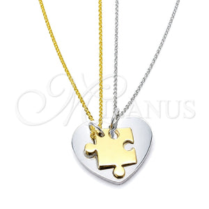 Collares con Dije 04.116.0068.1 Acero Inoxidable, Diseño de Corazón, Pulido, Dos Tonos (Thickness, 22 Inches Length)