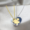 Collares con Dije 04.116.0068.1 Acero Inoxidable, Diseño de Corazón, Pulido, Dos Tonos (Thickness, 22 Inches Length)