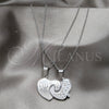 Collares con Dije 04.116.0069 Acero Inoxidable, Diseño de Corazón, con Cristal Blanca, Pulido, Dos Tonos (Grosor 01.1 MM, 22 Pulgadas de Largo)
