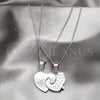 Collares con Dije 04.116.0069 Acero Inoxidable, Diseño de Corazón, con Blanca Cristal, Pulido, Dos Tonos (Thickness, 22 Inches Length)