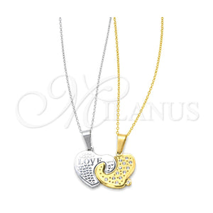 Collares con Dije 04.116.0069.1 Acero Inoxidable, Diseño de Corazón, con Blanca Cristal, Pulido, Dos Tonos (Thickness, 22 Inches Length)