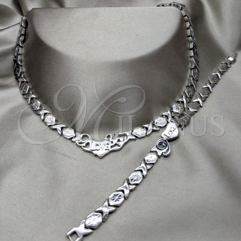 Collar y Pulsera 06.116.0101 Acero Inoxidable, Diseño de Amor, Pulido, Rodinado