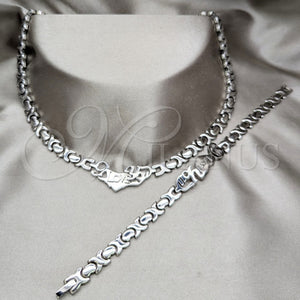 Collar y Pulsera 06.116.0102 Acero Inoxidable, Diseño de Amor, Pulido, Rodinado
