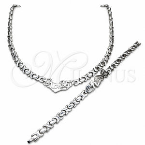 Collar y Pulsera 06.116.0102 Acero Inoxidable, Diseño de Amor, Pulido, Rodinado