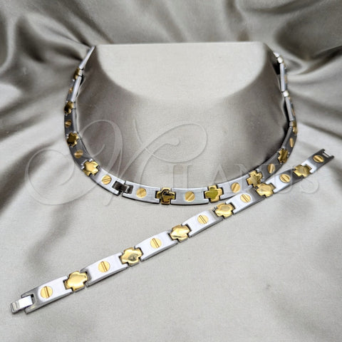 Collar y Pulsera 06.116.0108 Acero Inoxidable, Pulido, Dos Tonos