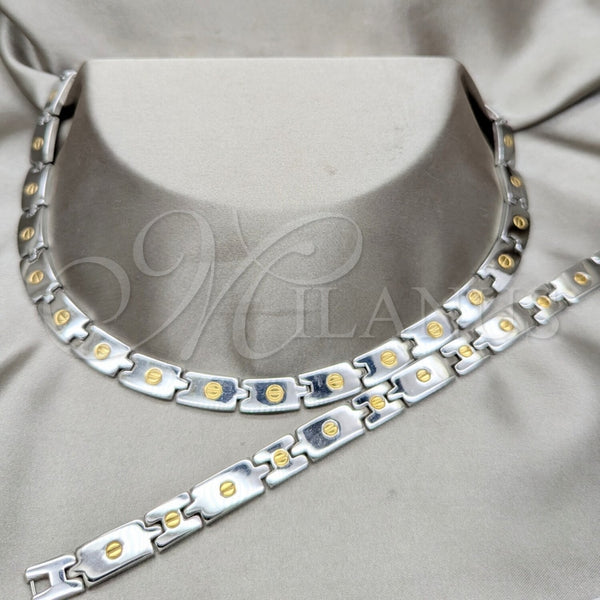 Collar y Pulsera 06.116.0109 Acero Inoxidable, Pulido, Dos Tonos