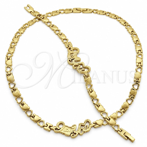 Collar y Pulsera 06.116.0115 Acero Inoxidable, Pulido, Tono Dorado