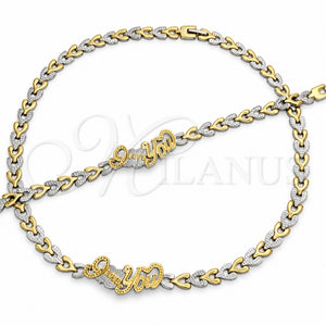 Collar y Pulsera 06.116.0117 Acero Inoxidable, Pulido, Dos Tonos