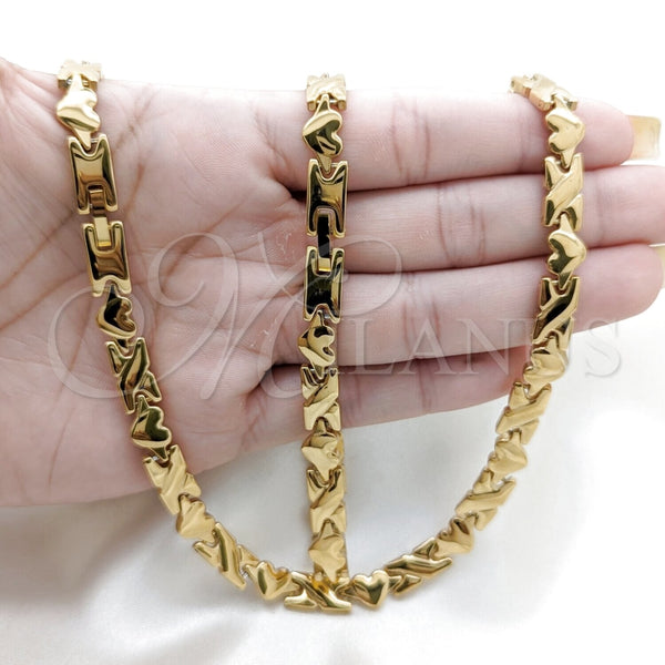 Collar y Pulsera 06.116.0124 Acero Inoxidable, Pulido, Tono Dorado